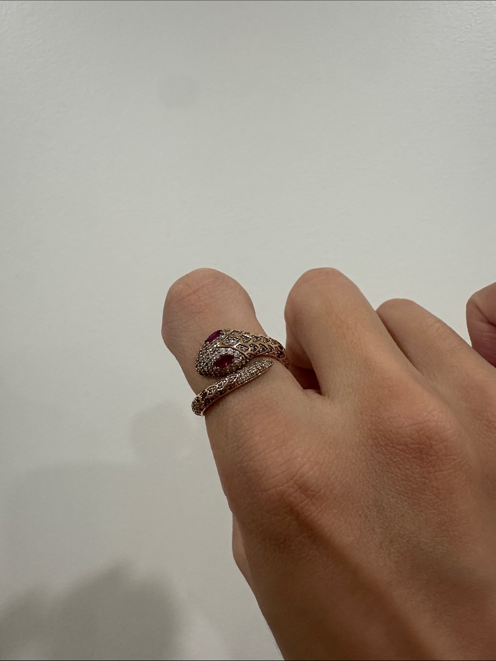 Gold Snake Wrap Ring with Red Gem Accents - Women Jewelry